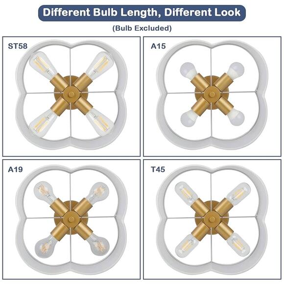 Semi Flush Mount Ceiling Light White Gold - Picture 2 of 9